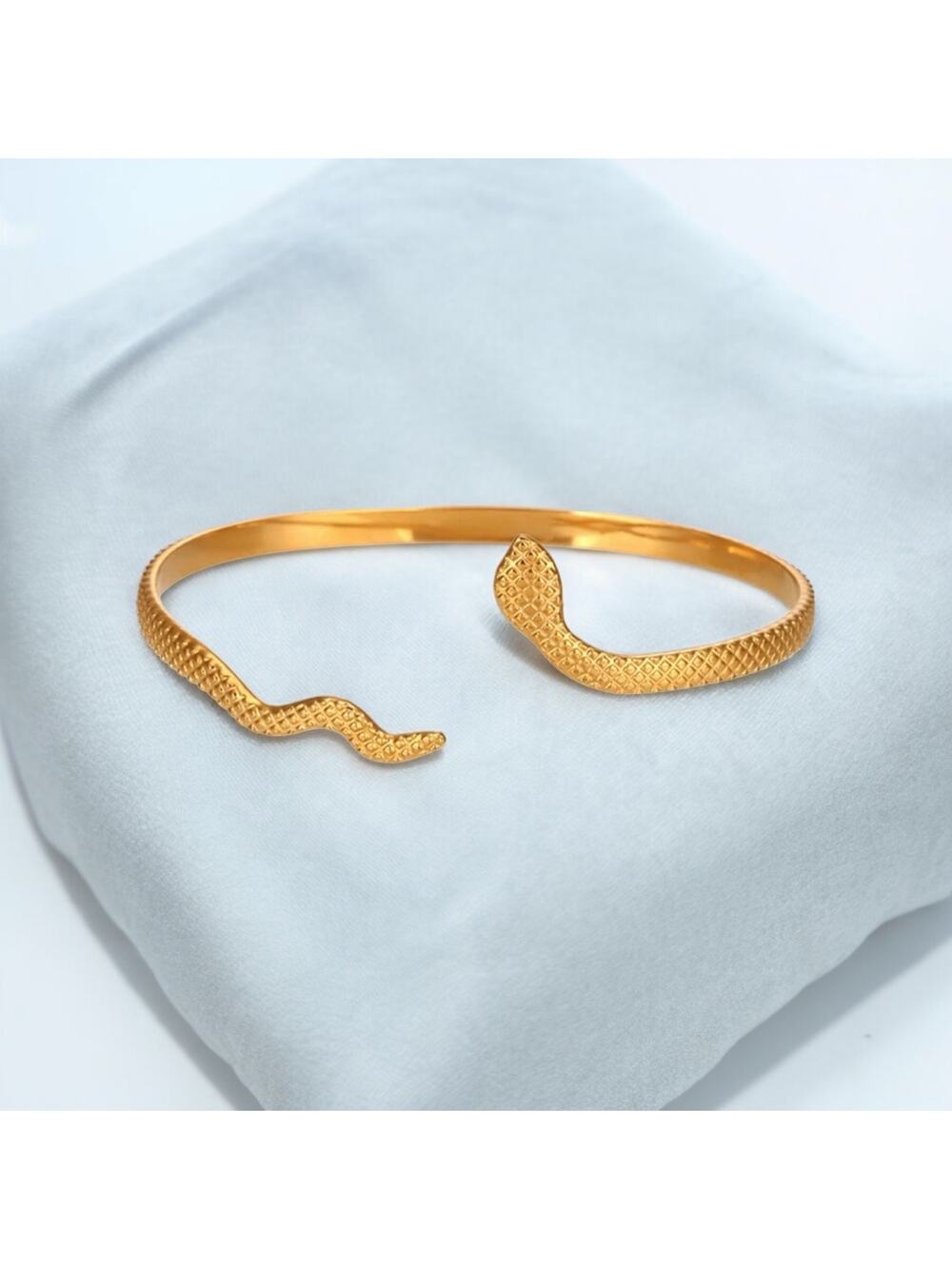 NEW 18K yellow gold plated snake checkered bracelet bangle jewelry B29A